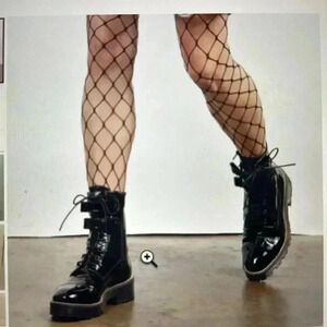 Shellys London Tyra Combat, Moto Boots Patent Leather Black Size 38